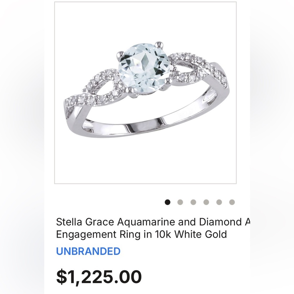 Aquamarine and Diamond Accent Engagement Ring in White Gold